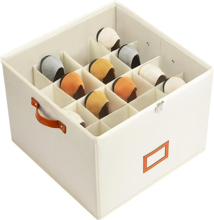 Fabric Shoe Organizer Storage Box – Foldable Design, Large Capacity, Dustproof & Breathable, Space-Saving for Closet & Bedroom