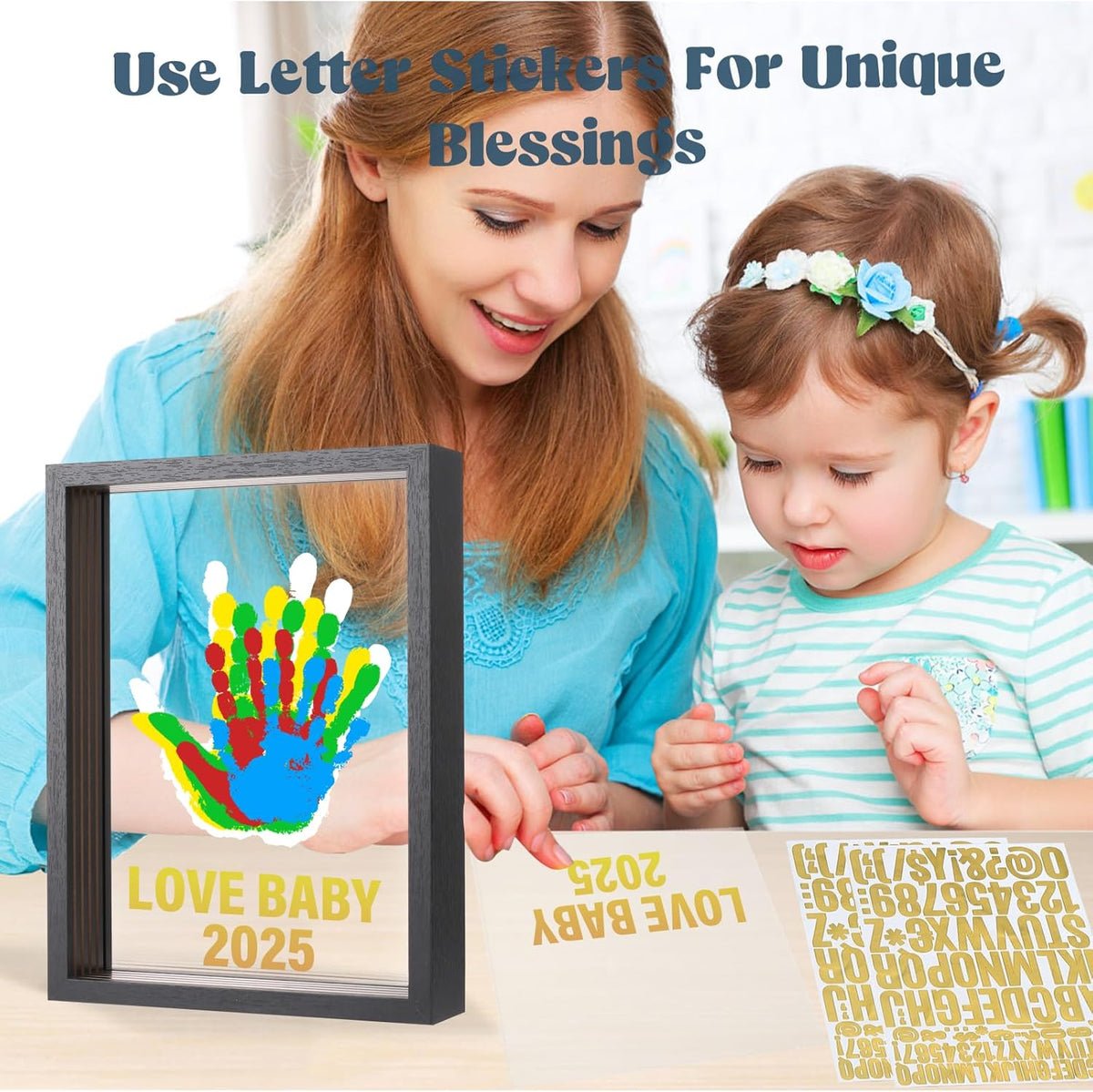 Family handprint set DIY Family Memorial Gift Kit, Acrylic Board, Colorful Paints, Holds Up to 4 Handprints - Image 3