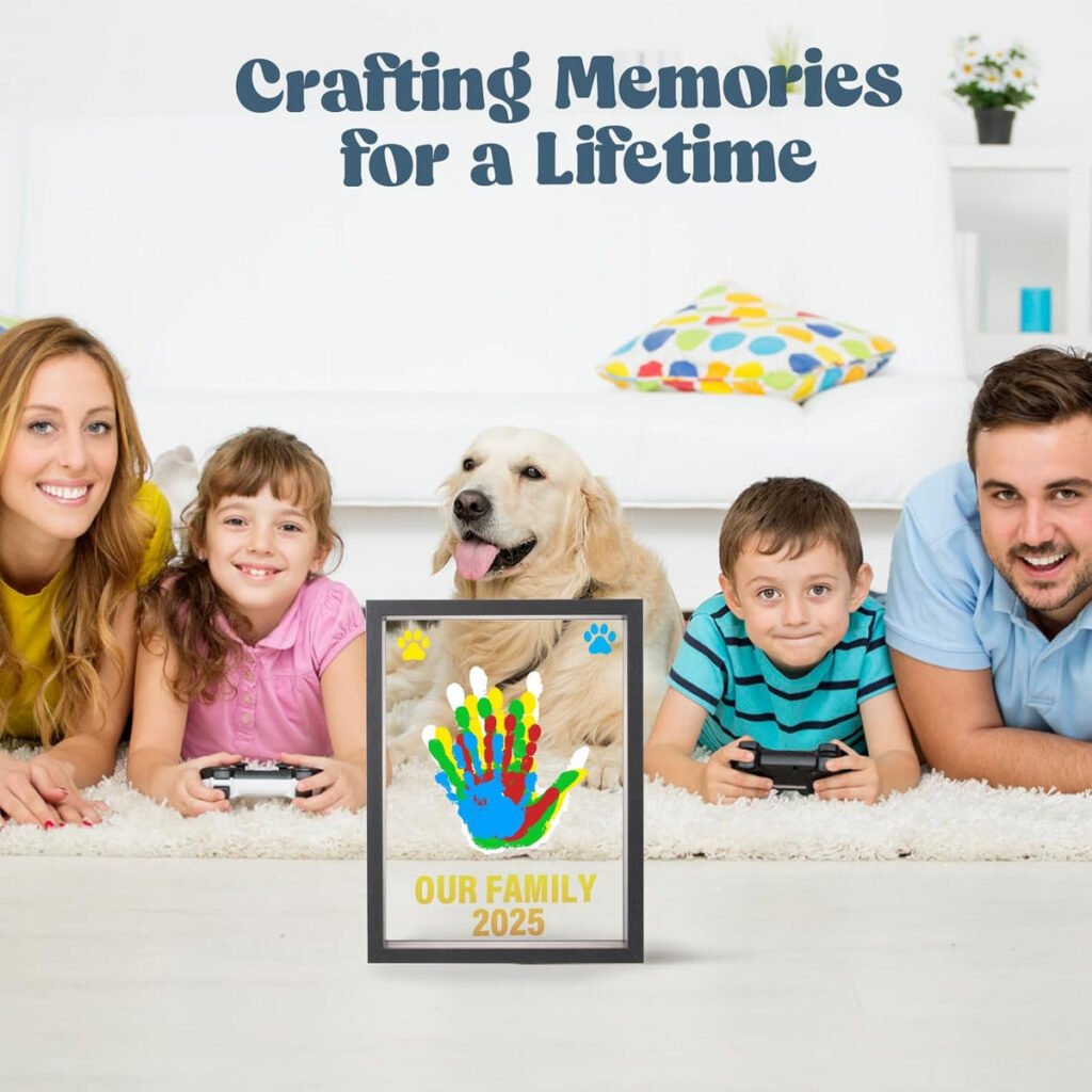 Family handprint set DIY Family Memorial Gift Kit, Acrylic Board, Colorful Paints, Holds Up to 4 Handprints