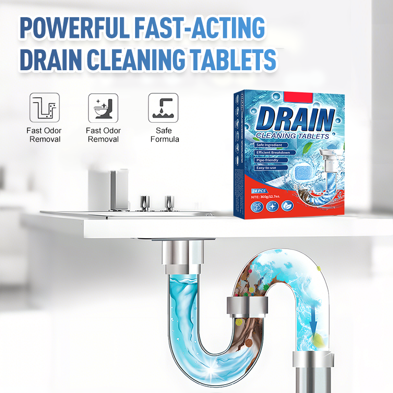 Pipe Unclogging Tablets – Fast-Acting Blockage Remover – Safe for pipes, removes hair & grease – no damage to plumbing