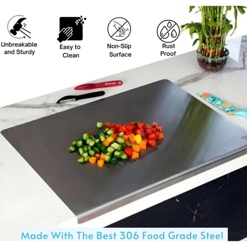 304 Stainless Steel Cutting Board – Durable, easy-clean & odor-resistant – Perfect for meat, baking & daily kitchen prep
