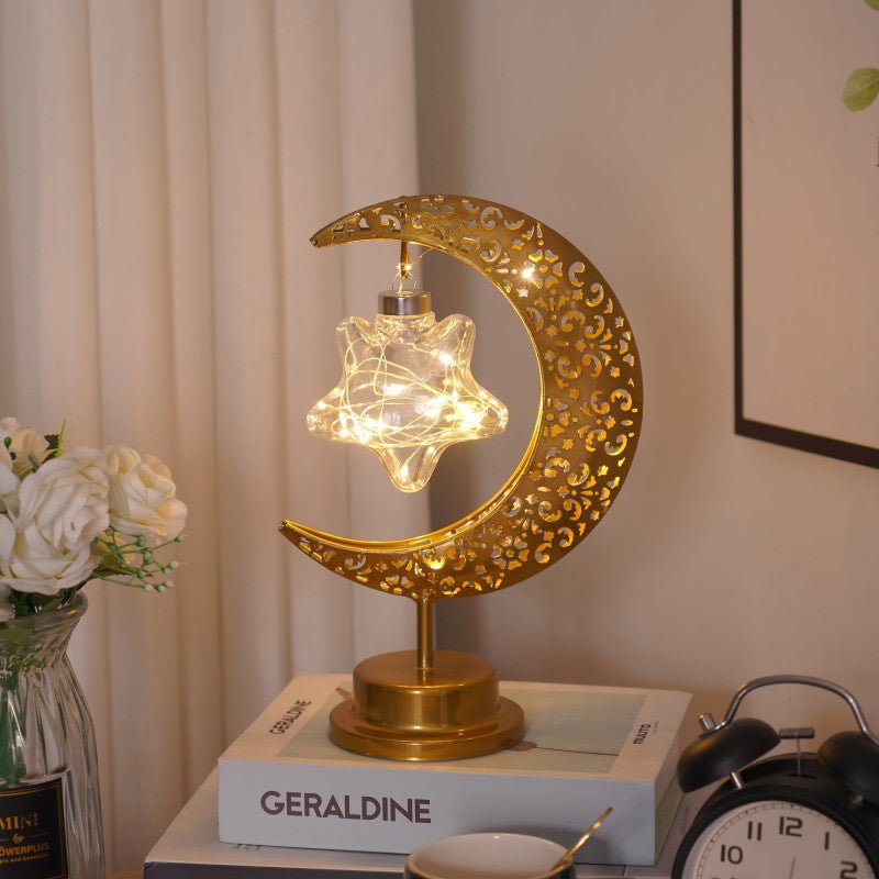 Decorative LED Moon Light Table Lamp – Realistic Lunar & Star Design with Warm Golden Glow for Bedrooms, Desks & Dreamy Spaces - Image 2