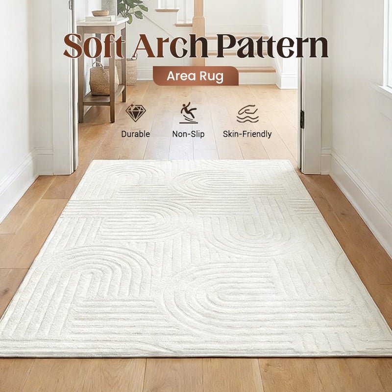 Soft Arch Pattern Area Rug – Ultra Soft & Fluffy, Modern Arch Design, Non-Slip Bottom, Washable & Ideal for Living Room Bedroom