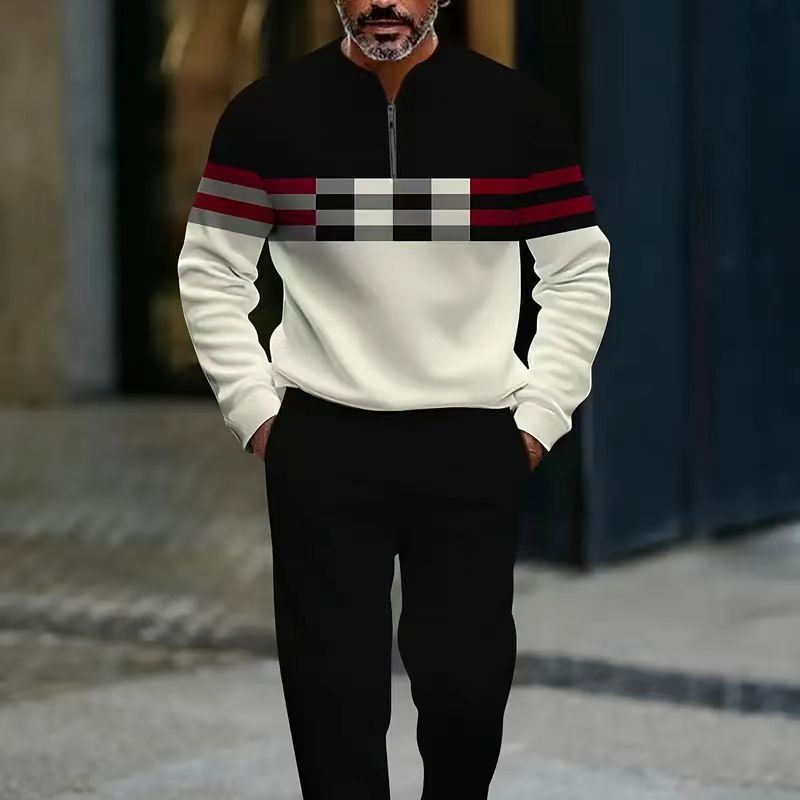Men's Graphic Print Pullover & Pants Set – Street Style, Comfort Fit & Casual Look - Image 2