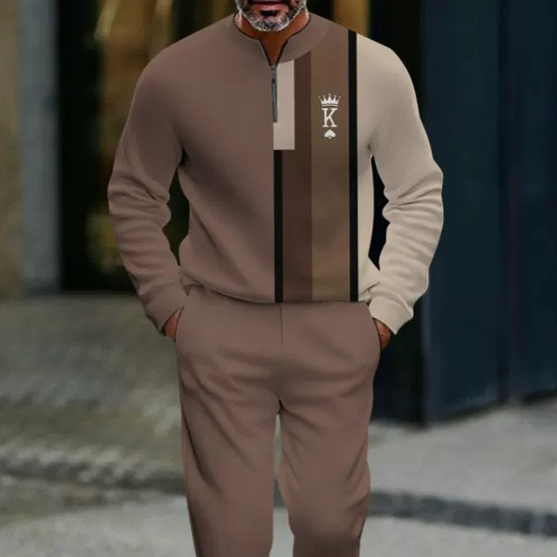 Men's Graphic Print Pullover & Pants Set – Street Style, Comfort Fit & Casual Look - Image 3