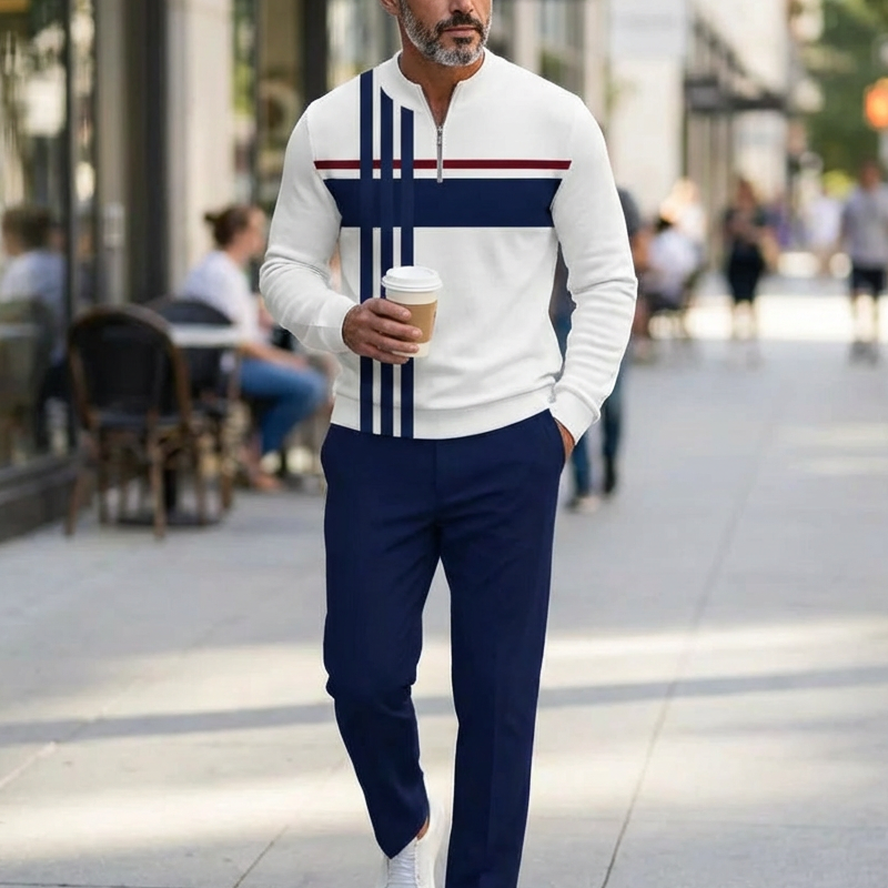 Men's Graphic Print Pullover & Pants Set – Street Style, Comfort Fit & Casual Look