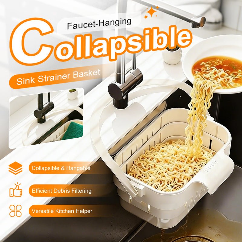 Collapsible Faucet-Hanging Sink Strainer Basket