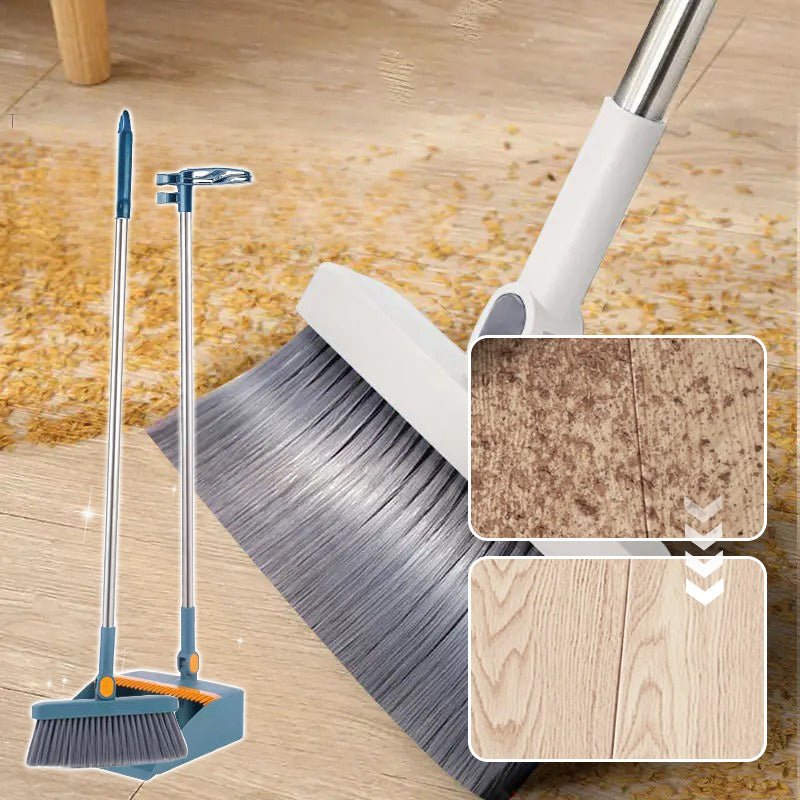 Stand-Up Dustpan Set with 180° Rotating Broom