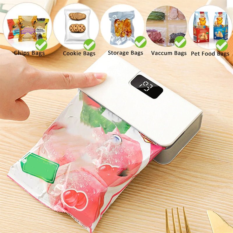 Rechargeable Bag Sealer – No batteries needed, USB-C charging. Magnetic back for fridge storage. 6 heat settings for any bag. Keeps food fresh longer. - Image 2