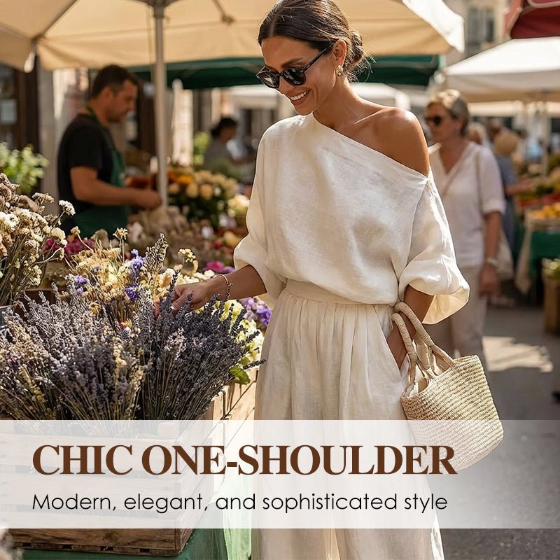 Women's Asymmetrical One-Shoulder Top & Pants Set - Image 2