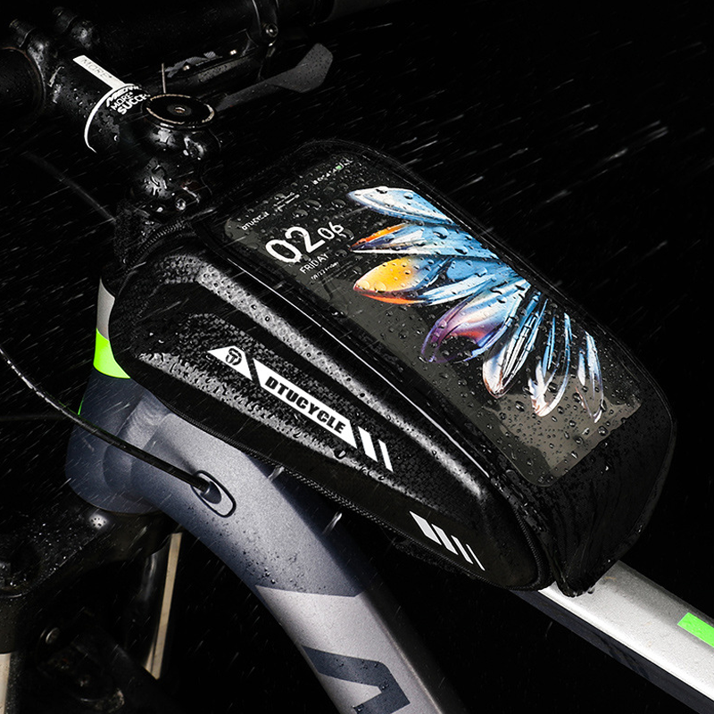 Water-Resistant Large Capacity Bicycle Bag – Touch-Sensitive Phone Pouch, Slim Top-Tube Design & Dual Zippers - Image 3