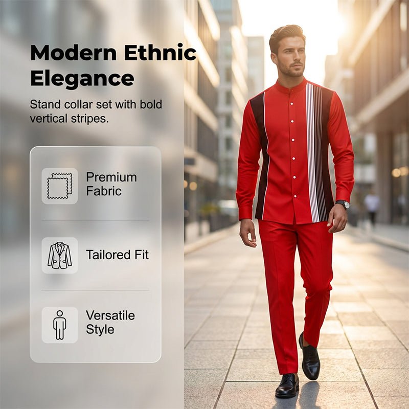 Men's Striped Shirt & Pants 2-Piece Set – Effortless Style, Comfortable Fit & Perfect for Casual Days - Image 2