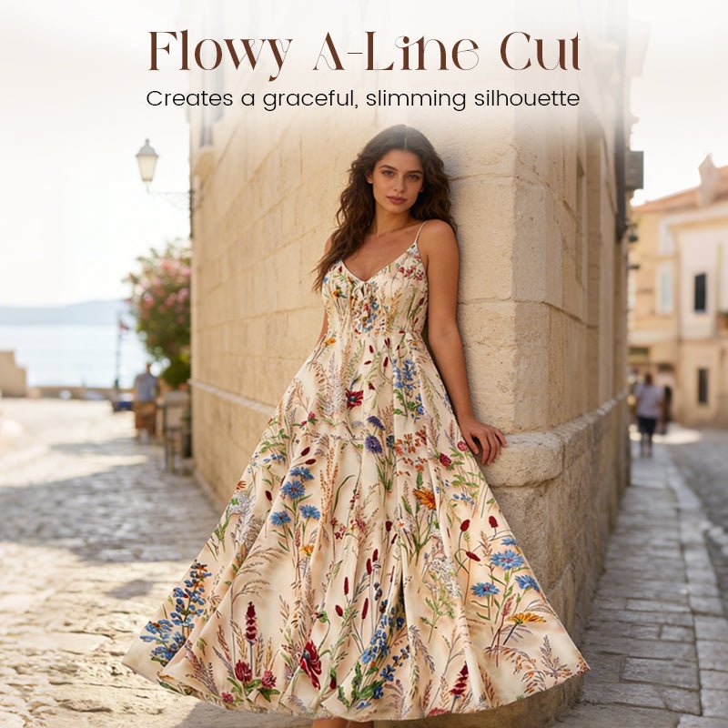 Plus Size Floral Print Spaghetti Strap Midi Dress - Image 2