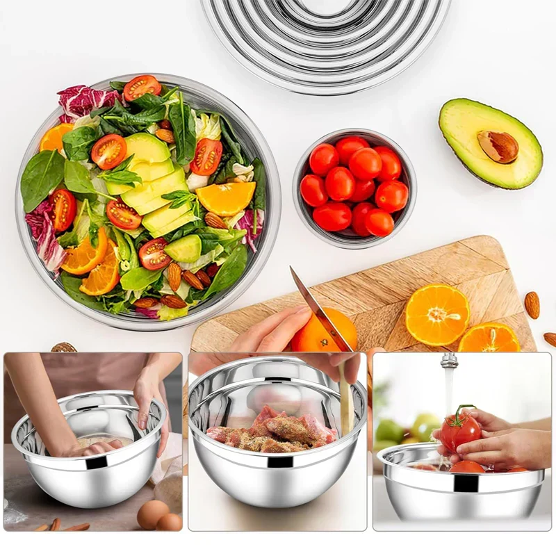 6 Stainless Steel Bowls with 3 Grater Accessories – Various Sizes, Airtight Lids & Stackable