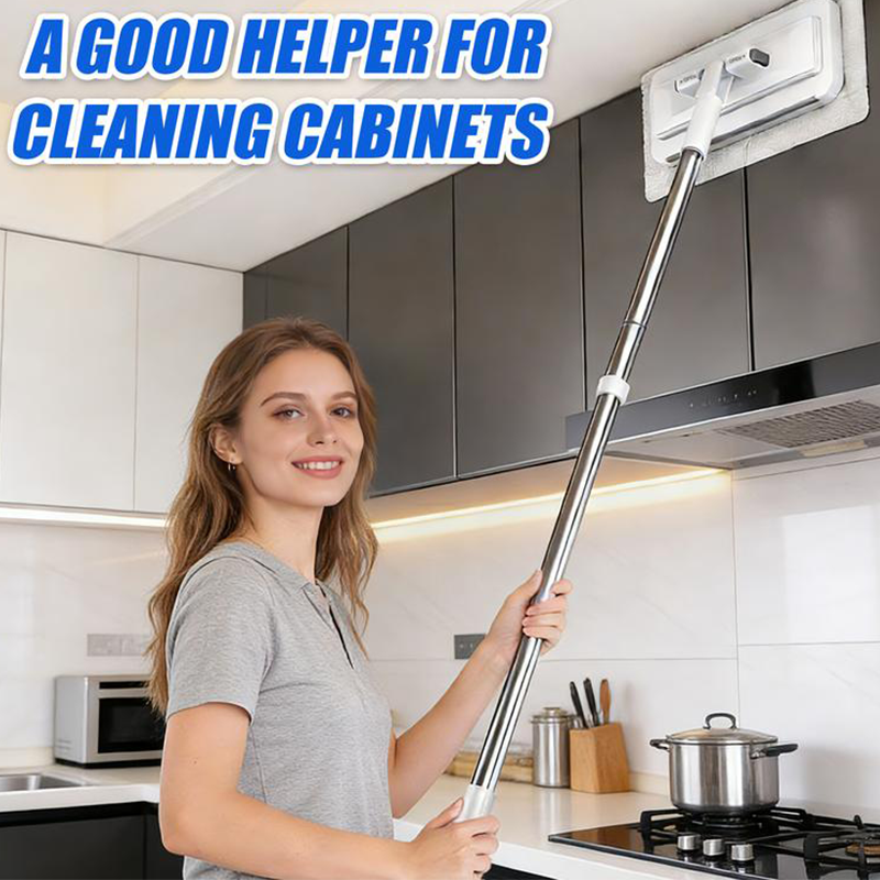Telescopic Flat Dust Mop – Long handle, shark-tooth lock & deep-cleaning – Perfect for ceilings, cabinets & walls