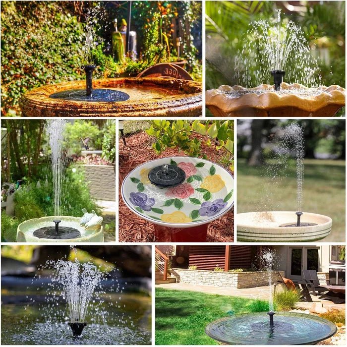 Solar Fountain, Solar Powered Bird Bath Fountain Pump with 4 Nozzles 1.4W Solar Panel Kit Water Pump, Outdoor Watering Submersible Pump for Pond, Pool, Garden, Fish Tank