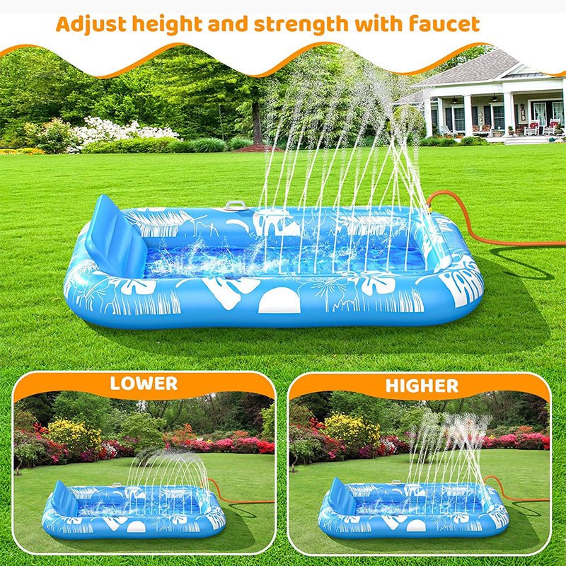 Inflatable Tanning Pool Lounger – Smart spray cools you automatically. Detachable pillow, cup holders & safety handles. Holds 2 adults (350lb). Perfect for garden or beach - Image 2