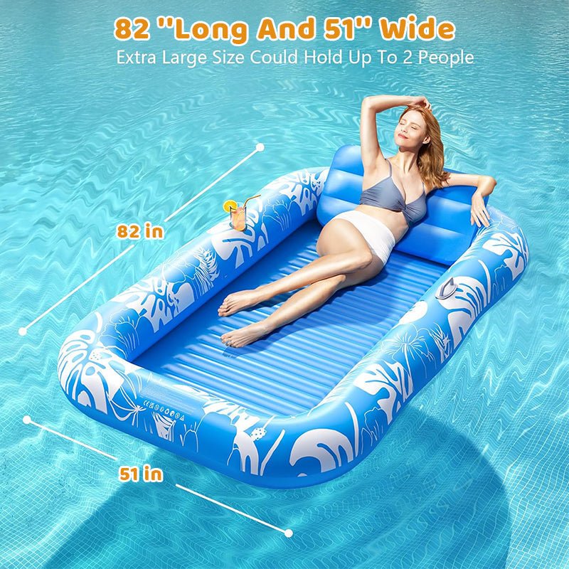 Inflatable Tanning Pool Lounger – Smart spray cools you automatically. Detachable pillow, cup holders & safety handles. Holds 2 adults (350lb). Perfect for garden or beach - Image 3