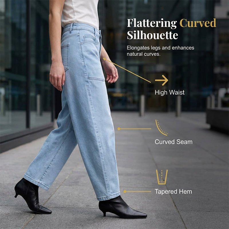 Casual Barrel Leg Jeans with Patch Pockets - Image 2