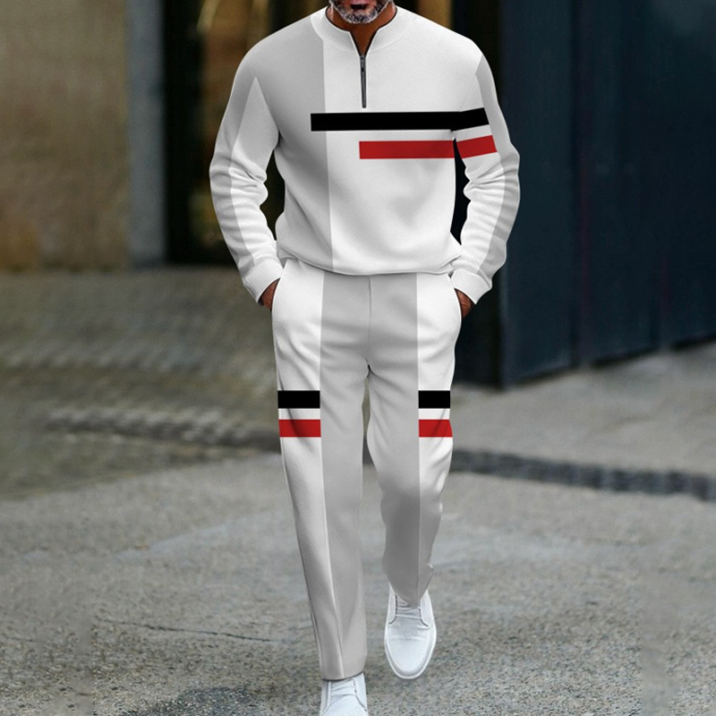 NEW PRODUCT - Men's Half-Zip Color Block Tracksuit Set