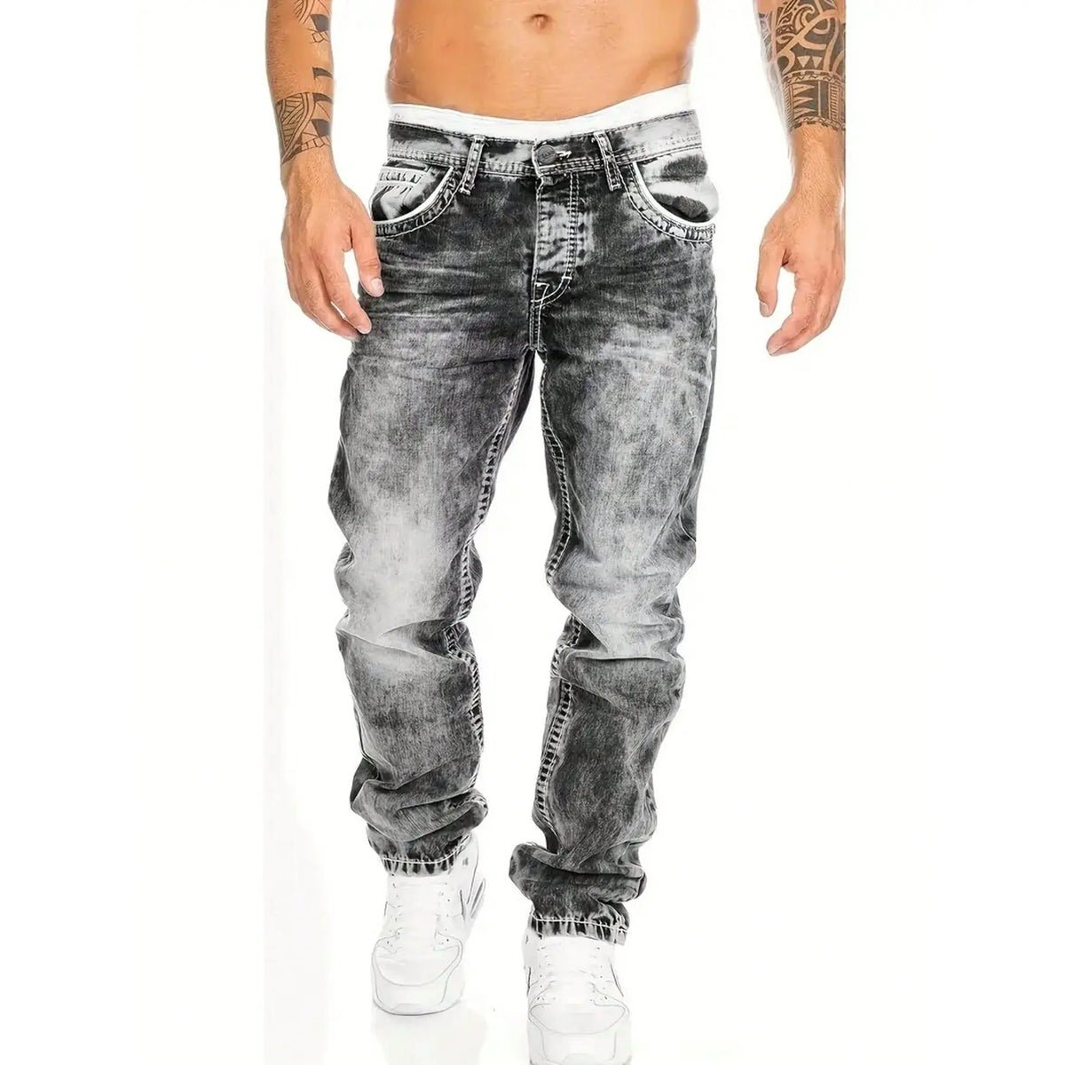 Men's Fashion Creative Stretch Denim Jeans – Minimalist Style, Perfect for Summer & Emo-Inspired Look