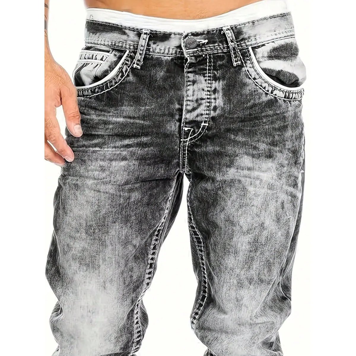 Men's Fashion Creative Stretch Denim Jeans – Minimalist Style, Perfect for Summer & Emo-Inspired Look - Image 3