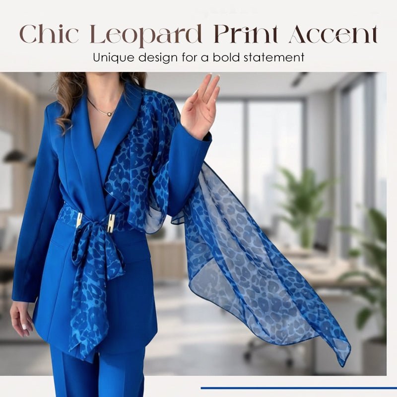 Women's Leopard Accent Blazer & Pants Set - Image 3