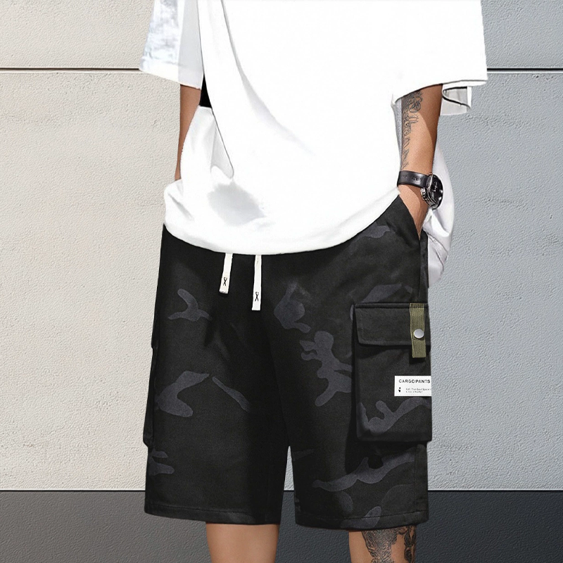 Sale Men's Camo Cargo Shorts with Drawstring Waist