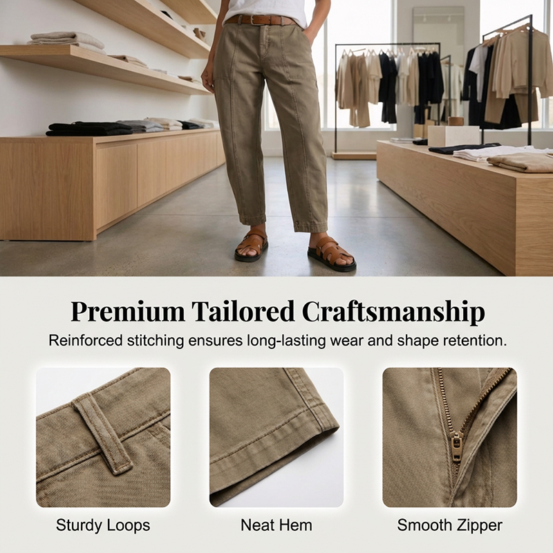 Women's High-Waist Tapered Utility Pants – Slimming Fit, Practical Pockets & Wrinkle-Resistant Fabric