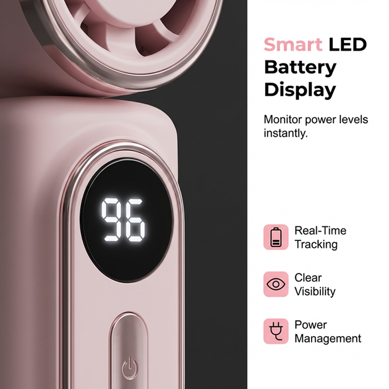 Portable Clip-On Fan with LED Display! Lightweight & strong wind, LED shows battery clearly. Clip anywhere, stay cool all day—super handy - Image 2