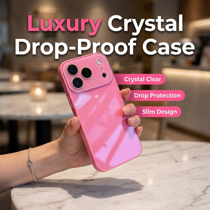Simple & Elegant Full-Coverage Phone Case – Crystal Clear Glossy Finish – Slim Drop-Proof Protection – Anti-Yellowing Silicone Cover