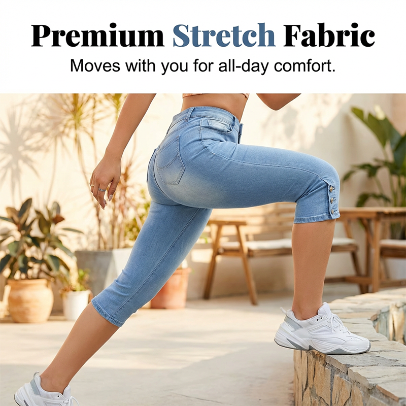 Women's High-Waist Slim-Fit Capri Jeans - Image 3