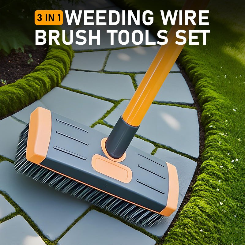 3-in-1 Weeding Wire Brush Tools Set –Perfect for Patios, Driveways & Garden Paths