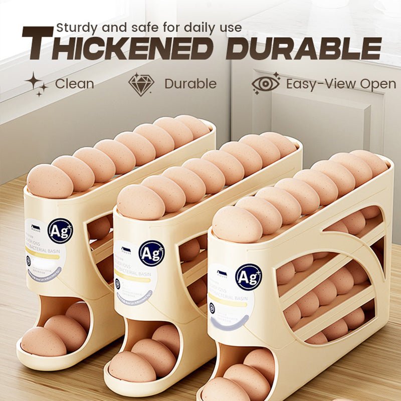 Sale — Over 22, Space-Saving Fridge Egg Storage Organizer – Gravity-Fed Auto Roll, 30-Egg Capacity & Slim Door-Fit Design