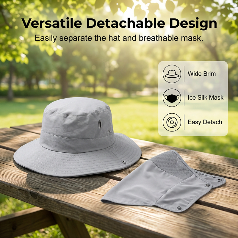 Breathable Fisherman Hat with Detachable Face Mask - Image 3