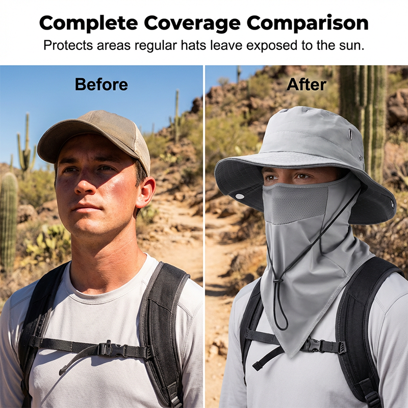 Breathable Fisherman Hat with Detachable Face Mask - Image 2