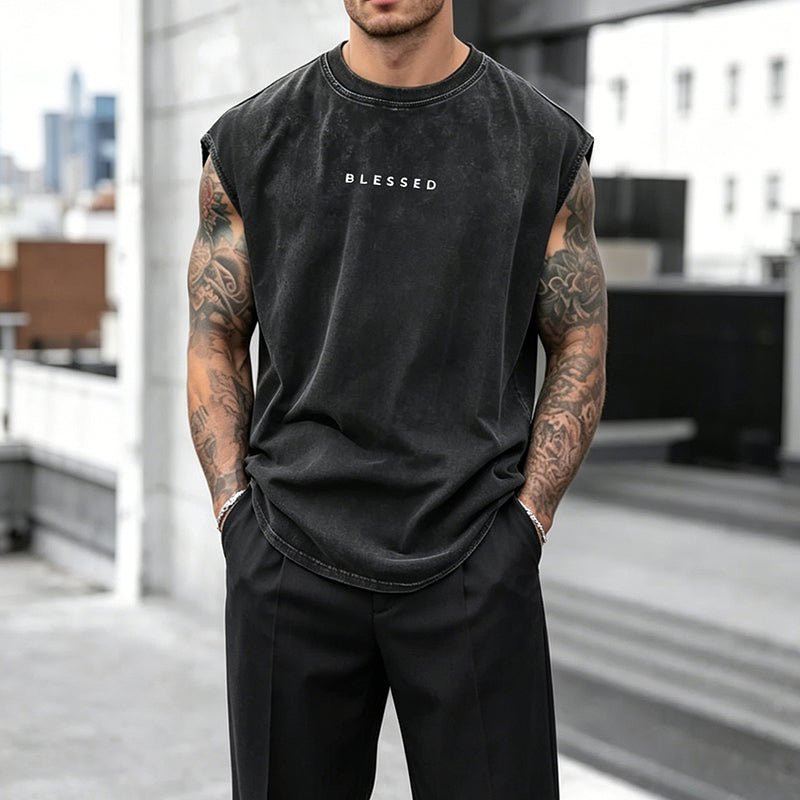 Vintage Wash Loose Fit Gym Muscle Tee – Breathable & Stylish