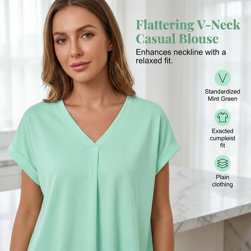 Flowy Short Sleeve Top with Inverted Pleat Back - Image 2