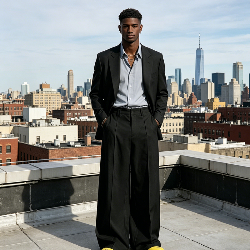 Men's Minimalist Wide-Leg Pants – Structured Seams, Premium Fabric, Versatile