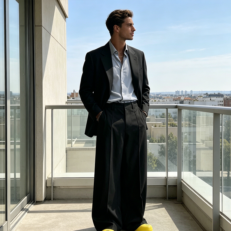 Men's Minimalist Wide-Leg Pants – Structured Seams, Premium Fabric, Versatile - Image 2