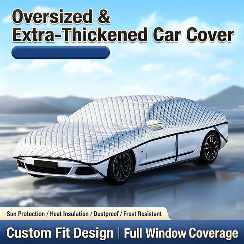 Car Windshield Snow Cover – All‐season, multi‐layer. Covers hood, glass & side windows. Strong straps, no slipping