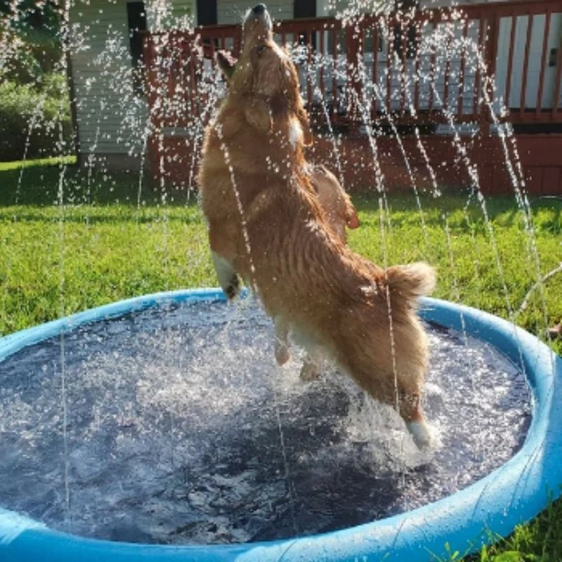 SUMMER HOT SALE NOW! Foldable Dog Splash Pad Big Sprinkler Mat for Garden & Beach | Non-Slip, Quick-Dry Play Pool for Dogs | Folds Flat in Seconds