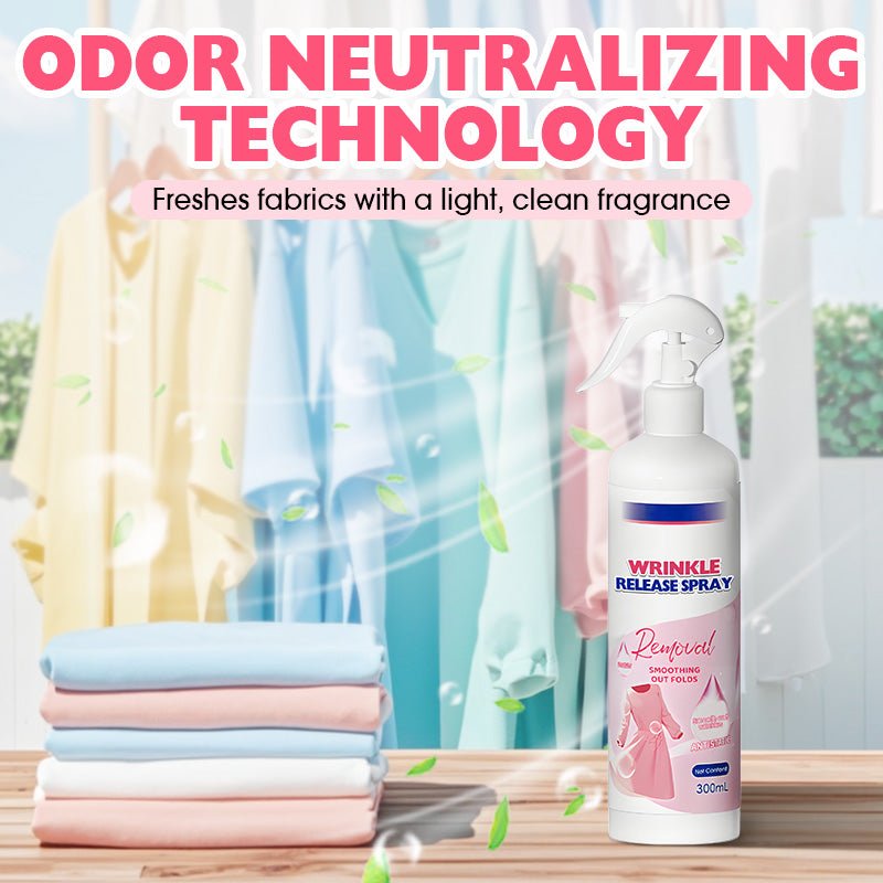 Multi‐Functional Wrinkle Release Spray – Sprays away creases in minutes. Removes odours, gentle on fabrics. No ironing needed! A travel must‐have.