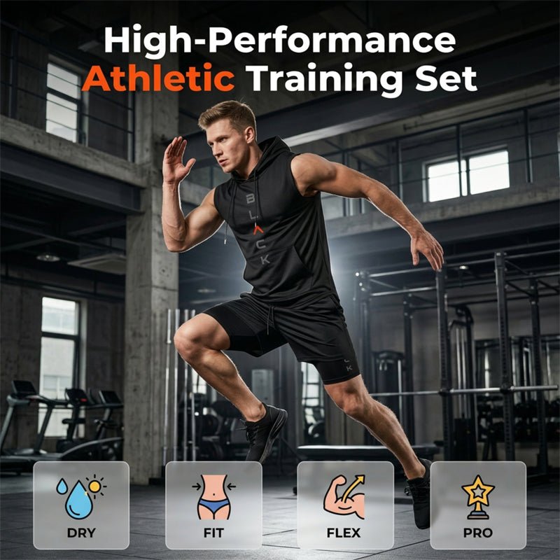 Men’s Sleeveless Hoodie & Shorts Set – Athletic & Casual Fit – Breathable & Quick-Dry
