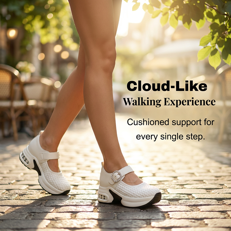 Platform Mary Janes – Woven, Breathable, Chunky Sole, Comfortable, Anti-Slip - Image 3