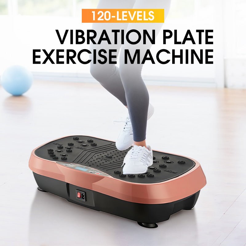120‐Level Vibration Plate – Gentle on joints, acupressure boosts circulation. Remote control, 330lb capacity.
