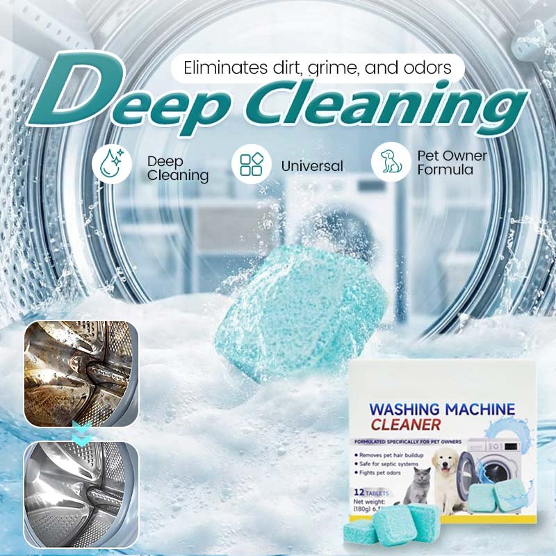 Washing Machine Cleaner – 12 tablets, deep cleans inner tank & pet hair. Removes odours. No mess, just drop & run.