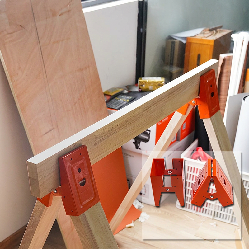Heavy-Duty Sawhorse Bracket with Down Clamp – Galvanized steel, foldable & secure locking – perfect for job sites, workshops or DIY projects