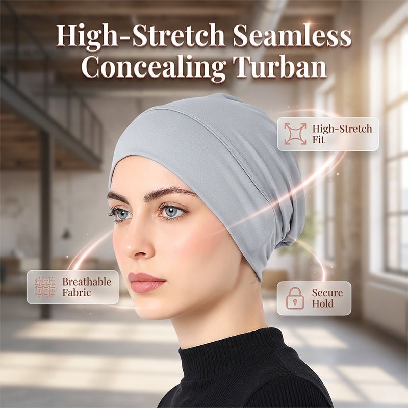 Soft Stretch Turban Cap – Milk Silk Fabric & Anti-Slip Fit – Hair Volume Concealer – Multi-Use Under Scarf