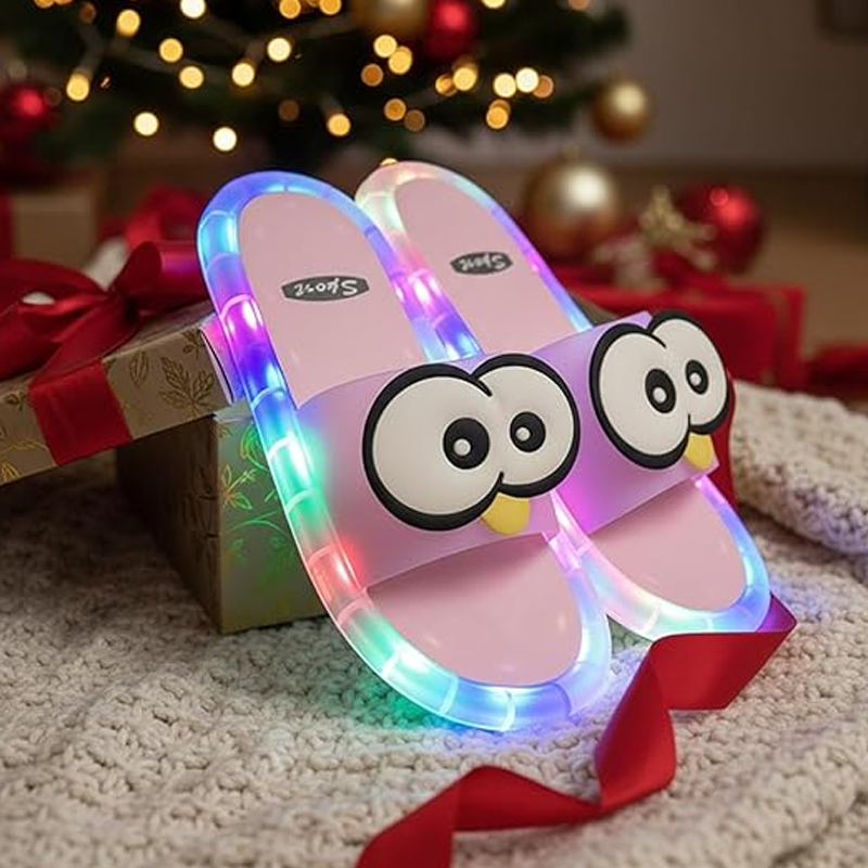 Cute slippers with cartoon motifs that glow